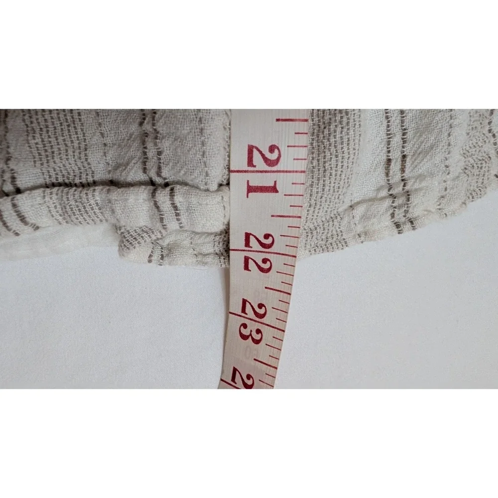 Chelsea &‎ Violet Girls Striped Tiered Dress Cream Tan Lace Cotton Linen Size 6